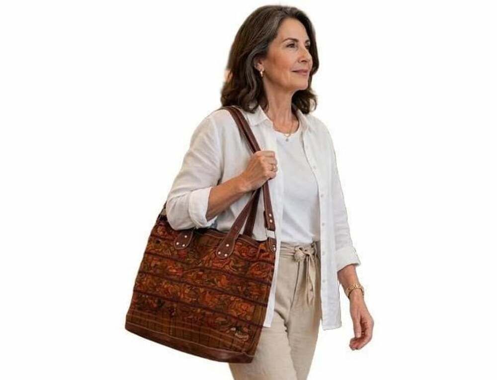 Guatemalan Huipil And Leather Weekender Travel Duffel Bag Artisan 25”x 19”